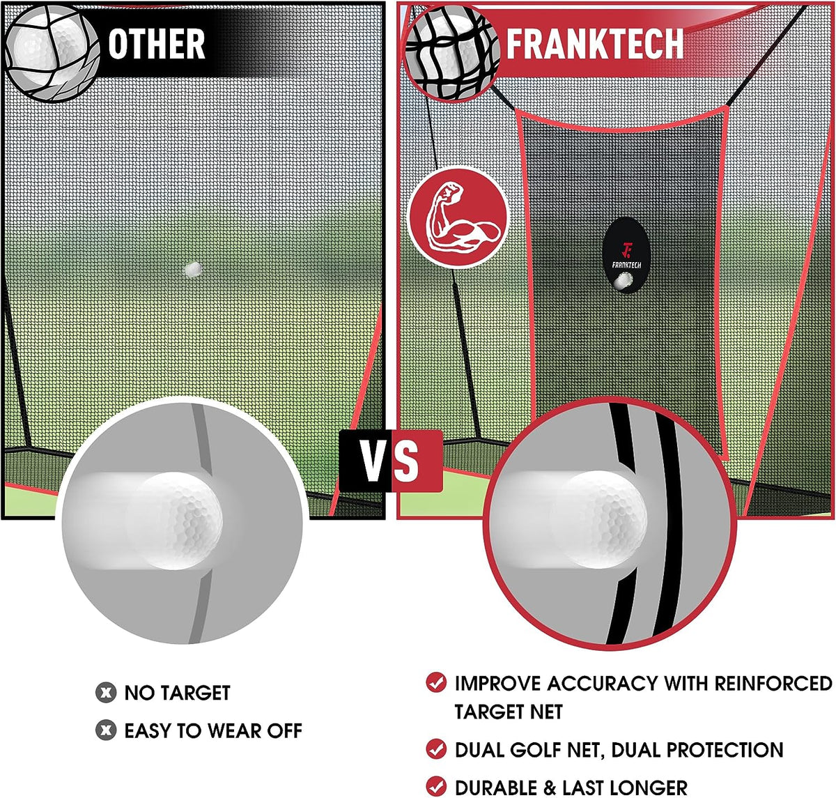 Golf Practice Net - Heavy Duty Driving Range Net with High Impact Chipping Target, Include Carry Bag and Golf Balls for Indoor Outdoor